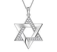 Aurora Tears Collier en argent sterling 925 avec pendentif étoile de David arbre de vie, bijou juif religieux, cadeau judaïque pour femme, 2.3cm x 2.9cm, Argent sterling Argent sterling Plaqué argent