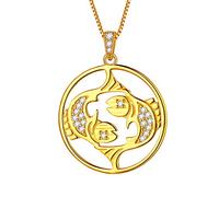 Aurora Tears Collier en argent sterling 925 plaqué or avec pendentif en forme de constellation du zodiaque - Pour femmes et filles, Cristal