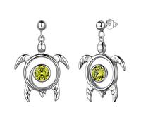Aurora Tears DP0172 Collier en argent sterling 925 avec pendentif en forme de tortue avec pierre de naissance et oxyde de zirconium pour femme, Argent sterling Zircone cubique