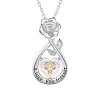 Aurora Tears DP0396 Collier avec pendentif en forme de fleur en argent sterling 925 avec pierre de naissance en zircone cubique taillée en rose pour femme, taille unique, Argent, Zircone cubique