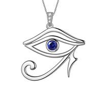 Aurora Tears Horus - Collier oeil égyptien - Boucles d'oreilles clous - Ensemble de bijoux en argent sterling 925 - Avec pendentif en forme d'oeil mauvais œil - Boucles d'oreilles