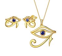 Aurora Tears Parure de bijoux en argent sterling 925 avec pendentif en forme d'œil d'Horus égyptien, Cristal