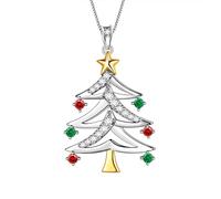 Aurora Tears Pendentif arbre de Noël en argent sterling 925, collier de Noël, bijoux fantaisie, cadeau de vacances, festival, bijoux pour femme, Zircone cubique
