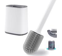 Aurora & Tithonus Scopino per WC sospeso in Silicone e Contenitore, Scopino per WC ad Asciugatura Rapida da Parete e in Piedi Con Base per Filtro dell'Acqua, Montaggio a Parete(Bianco)