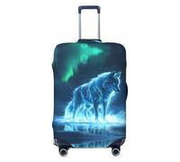 Aurora Wolf La Reine des Neiges Lake Housses de bagages de voyage Housses de valise élastiques Protection pour bagages de 45,7 à 81,6 cm, noir, L