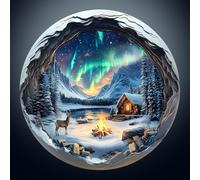 Aurora World Casse-tête en bois pour adultes, 435 pièces, casse-tête rond en bois pour adultes, lacs de montagne, forme d'animal unique, puzzle sur toile d'art mural (XL - 43,9 x 43,9 cm)