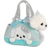 Aurora World Fancy Peek-a-Boo Chiot de princesse dans un sac de transport env. 21 cm - Figurine en peluche