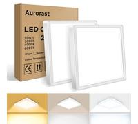 Aurorast Lot de 2 plafonniers LED 20W, 2400lm, 3000K/4000K/6000K, étanche IP44, plafonnier carré ultra fin pour chambre à coucher,cuisine,salon,couloir,bureau