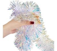 AURORAVA Guirlande torsadée argentée de 6 m x 7,6 cm pour Noël, Anniversaire, Mariage, décorations de fête, Haute Brillance, Scintillante, Duveteuse pour Toutes Les Saisons, événements intérieurs et