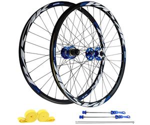 AuroraXQ Paire Roue VTT 26"/27.5"/29", Freins à Disque 32H Jante en Alliage D'aluminium & Moyeu HG Roue Avant 100x9mm / 135x10mm Roues Arrière Compatible 7-12 Vitesse et 1,25 ~ 2,25" Pneu(Bleu,26 pouc