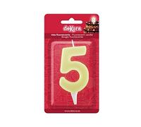 Aurore 345271 Bougie d'anniversaire Numéro 5 Phosphorescente Plastique, Fluorescent, 6 x 2 x 6 cm