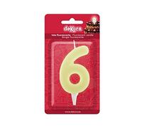Aurore 345272 Bougie d'anniversaire Numéro 6 Phosphorescente, Plastique, Fluorescent, 6 x 2 x 6 cm