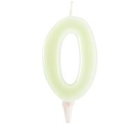 Aurore 345276 Bougie d'anniversaire Numéro 0 Phosphorescente, Plastique, Fluorescent, 6 x 2 x 6 cm
