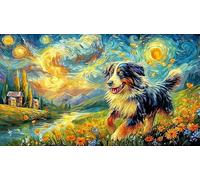 Aurore boréale au-Dessus d'un Chien enneigé et d'une cabane Puzzle 1000 pièces - Papier recyclé Puzzle pour Adultes et Enfants DéFi éduchatiF 38x26/1000pcs