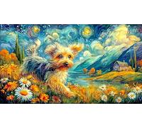 Aurore boréale au-Dessus d'un Chien enneigé et d'une cabane Puzzle pour Adultes 1000 pièces - Jeu éduchatiF Stimulant & Détente pour Adultes et Enfants 38x52/1000pcs
