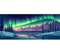 Aurore boréale Diamond Painting Adulte, 5D DIY Peinture Diamant Complet Set, Diamant Cristal Art Broderie Adultes Enfants Peinture Kit, pour Décoration Murale Maison Créatifs Cadeau 80x190cm v-25