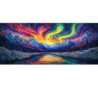Aurore boréale Diamond Painting Adulte, 5D DIY Peinture Diamant Complet Set, Diamant Cristal Art Broderie Adultes Enfants Peinture Kit, pour Décoration Murale Maison Créatifs Cadeau 80x190cm v-24