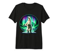 Aurore Boréale Ours Polaire Nature Sauvage Aurora Borealis T-Shirt Haut de Gamme