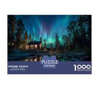Aurore boréale Puzzle 1000 Pièces Jouet De Défi Adultes Et Personnes Âgées De Plus De 12 Ans Maison en Bois Puzzle Créatif Jeu ÉduChatif Familial Cadeau De Décoration Intérieure 38x26cm/1000pcs