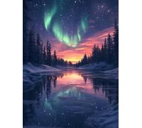 Aurore Diamond Painting Adulte, Diamond Painting Ciel éToilé Peinture Diamant 5D DIY Broderie Diamant Point de Croix Cristal Strass Loisirs Créatifs Adultes, Decoration Maison 40x55cm -yym2507LU