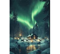 Aurore Diamond Painting Adulte, En Bois Diamond Painting, DIY Round Rhinestone Crystal Point de Croix complet kit, 5D Mosaic Art Kit Pour Enfant et débutants, Murale Décoration 25x35cm 0U-104