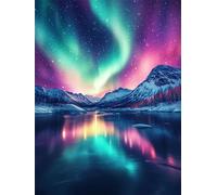 Aurore Diamond Painting Adulte, Paysage Diamond Painting, DIY Round Rhinestone Crystal Point de Croix complet kit, 5D Mosaic Art Kit Pour Enfant et débutants, Murale Décoration Maison 50x70cm 0U-594