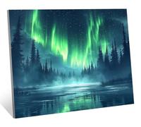 Aurore Peinture Diamant Adulte, 5D Diamond Painting Lac Diamond Painting Enfant, Diamant Strass Point de Croix Cristal Peinture pour Adultes Débutants Maison Décor Artisanat Cadeaux 50x70 cm H-9856