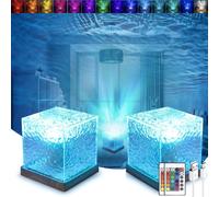 Aurore Projecteur Ciel Etoile, Veilleuse Ondulation De L'eau, 16 Couleurs Cube Cristal Lampe Aurore Boréale, Projecteur D'eau 3dlampe De Chevetlampe De Table En Cristallampe En Cristal Led