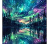 Aurores boréales 5D Diamond Painting,peinture diamant à faire soi même,art créatif kit de peinture diamant pour adulte,grand paysage peinture diamant,décoration murale de salon et chambre(30x30cm)