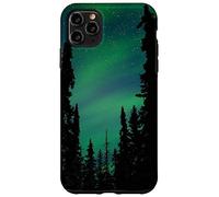 Aurores boréales du Nord Arbres Verts Galaxie Étoiles Forêt Coque pour iPhone 11 Pro Max