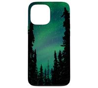 Aurores boréales du Nord Arbres Verts Galaxie Étoiles Forêt Coque pour iPhone 13 Pro Max
