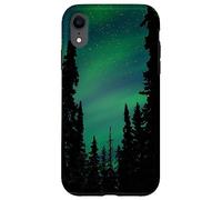 Aurores boréales du Nord Arbres Verts Galaxie Étoiles Forêt Coque pour iPhone XR