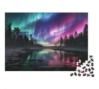 Aurores boréales in Norway Adultes Puzzle 1000 Pieces Puzzle Adulte 1000 Pièces Jeu D'Intelligence De l'art De La DécoSourision Moderne Jeu Cadeau Unique Puzzle Impossible 1000pcs (75x50cm)