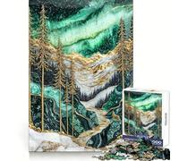 Aurores boréales, Nuits dorées Puzzle Difficile de 1000 pièces pour Adultes Jeu de logique Solide Amusant et Simple Découpe de précision Cadeau de Noël (38x52cm)