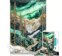 Aurores boréales, Nuits dorées Puzzle Difficile de 1000 pièces pour Adultes Jeu de logique Solide Amusant et Simple Découpe de précision Cadeau de Noël (38x52cm)
