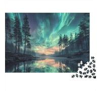 Aurores boréales Paquet 1000 Pièces Carton Recyclé Paysage Nature Puzzle, Entraînement Concentration, Cadeau Personnalisé Famille & Décor Mural 38x26cm/1000pcs