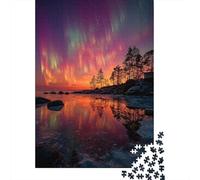 Aurores boréales sur Un lac gelé Cadeau Unique Décoration Intérieure Jeu ÉduChatif Challenge Toy Adultes & Enfants des 14 Ans 70x50cm/1000pcs