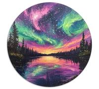 aurores du Nord 1000 Pièce Jigsaw Puzzles Jeux Éduchatifs Soulageur De Stress Jigsaw Circulaire Belle DécoRation Puzzle pour Adultes Et Enfants 1000pcs (67.5x67.5cm)