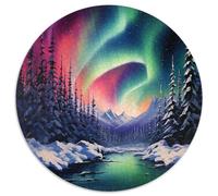 aurores du Nord in Norway 1000 Piece Puzzle Rond, pour Enfants Adult De Forme Irrégulière, Unique Jigsaw pour La Famille Amis 12 Ans De Qualité Supérieure 1000pcs (67.5x67.5cm)