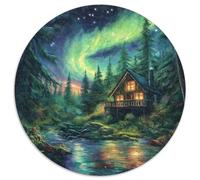 aurores du NordJigsaw Puzzles 1000 Piece for Adults Kids Round merveilleuxCreative Challenge Toys Gift1000pcs (67.5x67.5cm)