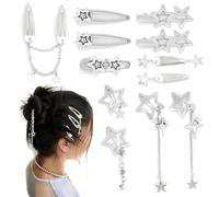 Auroriel 12 Pièces Y2K Étoile Barrette Métal Punk Clips Cheveux Kawaii Années 2000 Épingles À Cheveux 10 Styles Argent Pentagramme Accessoires Cheveux Pour Filles Femmes
