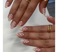 Auroriel 24 Pièces Ongles Press On Amandes À Pois Avec Points Blancs Brillants Réutilisables Ongles Artificiels Plein Couverture Ongles Autocollants Application Facile Po