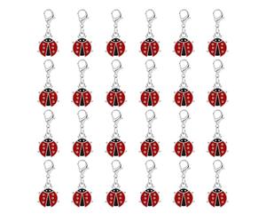 Auroriel 24 Pièces Porte-Clés Coccinelles Argentées, Petits Porte-Clefs Comme Porte-Bonheur, Idéal Pour Étiquettes Cadeau Pour Examen Final, Réveillon Du Nouvel An, Noël,