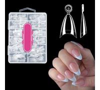 Auroriel 300 pièces de bouts d'ongles en gel soufflé en forme d'amande demi-couvercle transparents faux ongles à presser tips acryliques pour extension d'ongles 12 taille