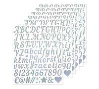 Auroriel 6 Feuilles Lettres Autocollantes Éclatantes En Argent De Vinyl Sticker Alphabet Chiffres Symboles DIY Lettres Autocollantes Pour Mariage Anniversaire Porte Boîte