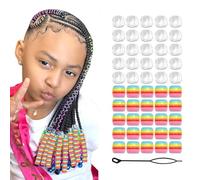 Auroriel 60 pièces perles à cheveux arc-en-ciel tresses grosses dreadlocks perles en acrylique colorées et transparentes pour filles enfants avec aide à l'enfilage
