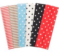 Auroriel 6er Pack Femmes Bandeaux Rayés et à Pois en Tissu Élastique Doux Sans Glissement Design Rayures Pois Bandeaux pour Filles