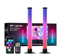 AURORIONCG Barre Lumineuse LED Gaming 43cm Rétroéclairage TV RGBIC Lot de 2 | Diffusion 360° sans ombre, synchro musicale par micro intégré, contrôle appli Bluetooth sans compte, alimentation USB 5V