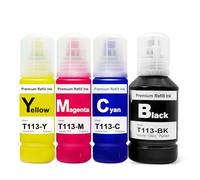 Aurotec 113 Encre Compatible avec Epson 113 Cartouches d'encre Multipack pour Epson Ecotank ET-16680 ET-5880 ET-5170 ET-5150 ET-16600 ET-16150 ET-16650 ET-5100 ET-5160 ET-5800 ET-5850 (4 Pack)