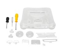 AurSoltriad Boîtier translucide blanc pour console de jeux vidéo rétro, coque de remplacement pour console N64, boîtier de protection avec boutons et kit de tournevis, compatible avec toutes